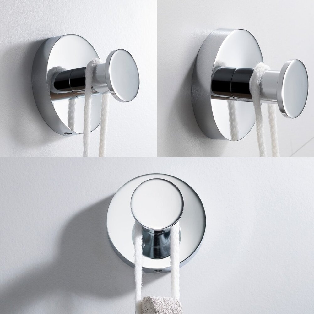 KRAUS Elie Bathroom Robe and Towel Hooks Silver Polished Chrome Round Knob